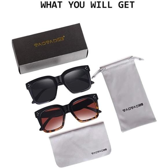 2pcs Vintage Women Oversized Sunglasses Designer Luxury Square UV400 Protection - Picture 6 of 7